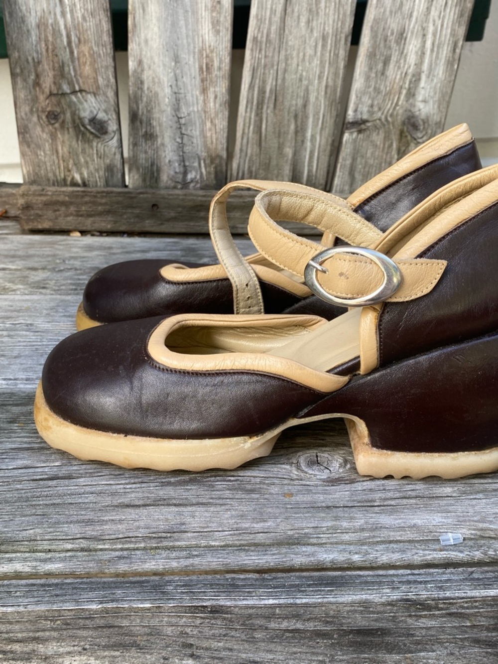 JOHN FLUEVOG Women’s Brown and Tan Mary Jane Heels - Leather Strap size 6 - Picture 3 of 15